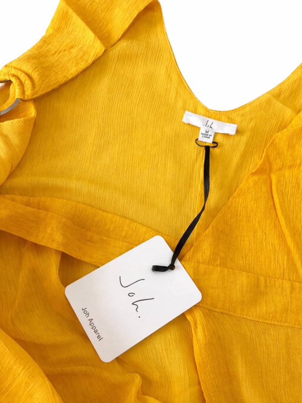 Joh Apparel Women’s Yellow Gold Wrap Dress Sleeveless V-Neck Midi Tie Waist S M - Picture 5 of 8